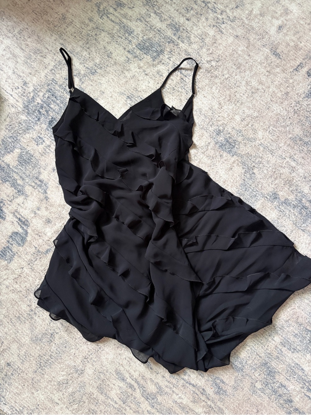 OAK + FORT Black Ruffle Maxi Dress